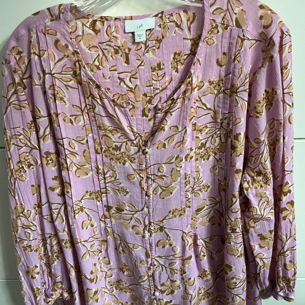 JJILL TOP, XL, PINK PRINT, 3/4 SLEEVES